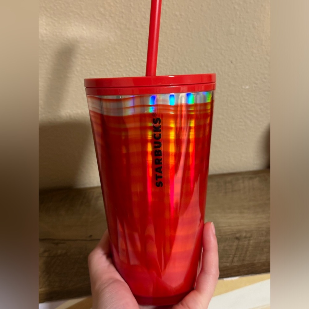 NEW Starbucks Grande red and silver tumbler